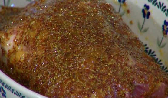 свинина, запеченная в апельсиновом джеме с горчицей