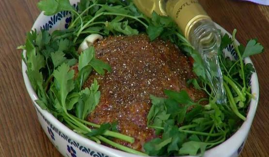 свинина, запеченная в апельсиновом джеме с горчицей