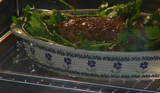 свинина, запеченная в апельсиновом джеме с горчицей