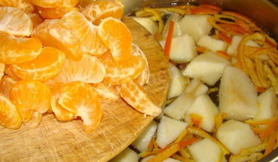 мандариновый компот из мандарин и яблок на зиму