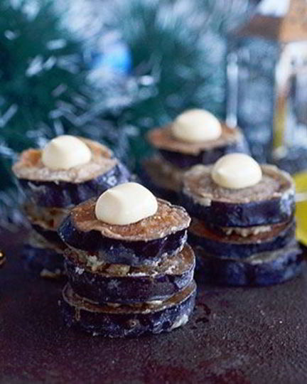 Рецепт башенок из баклажан с орехами