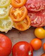 Брускетта с помидорами и творожной намазкой из базилика