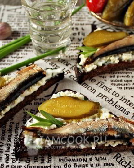 Рецепт бутербродов со шпротами с черным хлебом