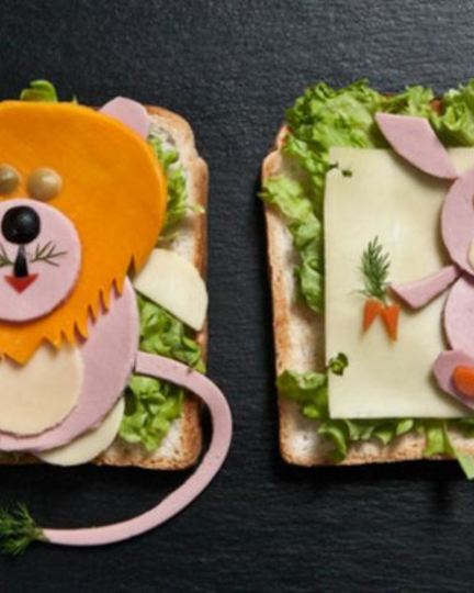 Рецепт детских бутербродов львенок и зайчонок