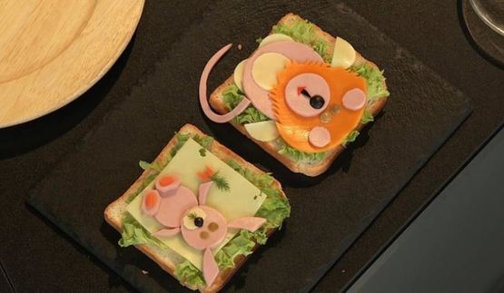 детские бутерброды львенок и зайчонок