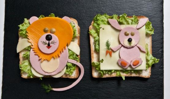 детские бутерброды львенок и зайчонок