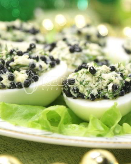 Рецепт фаршированных яиц с икорно-горчичной начинкой