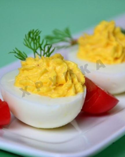 Рецепт закуски яйца фаршированные зеленью с твердым сыром
