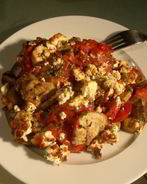 Гратен с баклажанами и помидорами-гриль и фетой