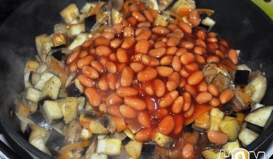 гренки со свининой и овощами