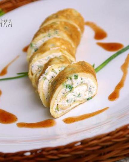 Рецепт канапе из омлета с творогом