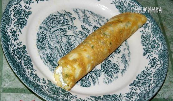 канапе из омлета с творогом