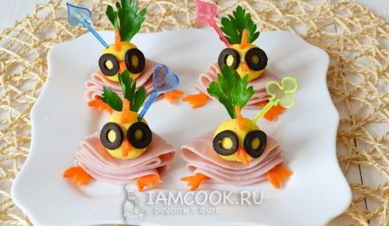 канапе новогоднее цыплята