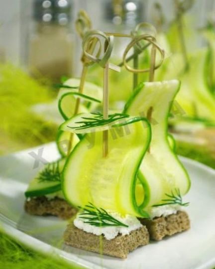 Рецепт канапе парус с огурцами и сыром фета