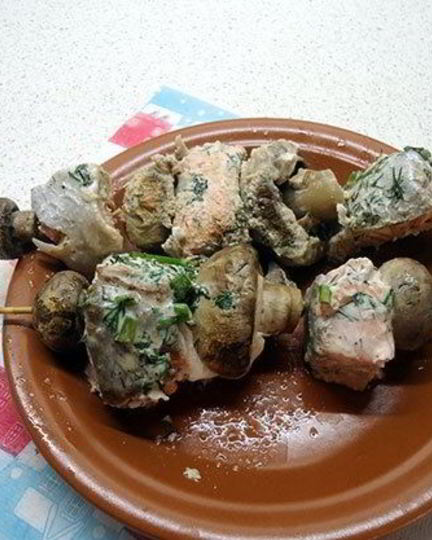 Рецепт канапе с грибами на шпажках