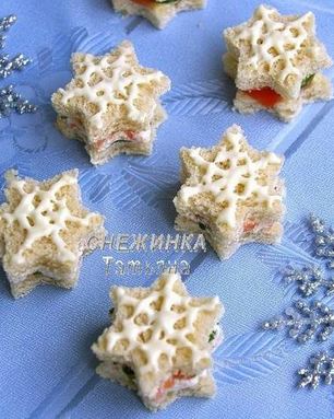 Канапе с красной рыбой Снежинки