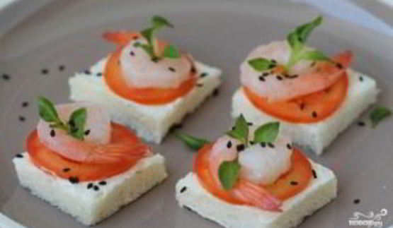 канапе с креветками