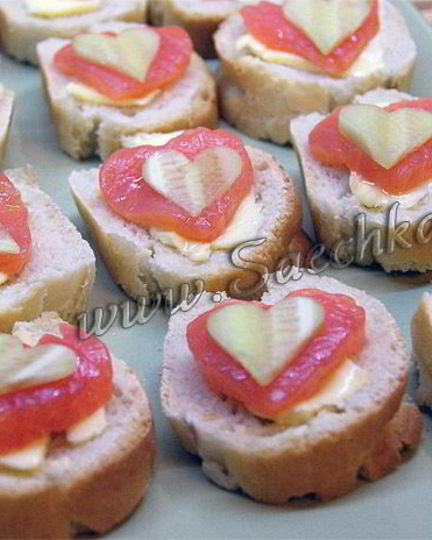 Рецепт канапе с сердечками