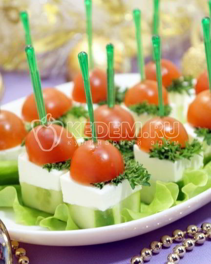 Рецепт овощного канапе с сыром фета