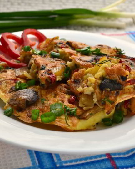 Рецепт омлета с картофелем и грибами