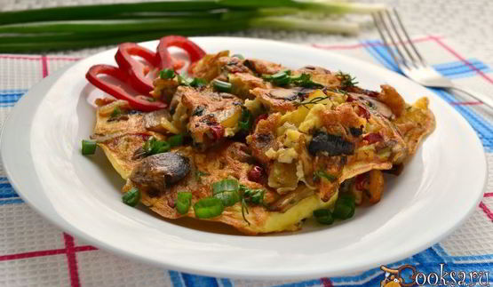 омлет с картофелем и грибами