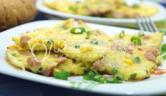 омлет с колбасой и кукурузой бонди