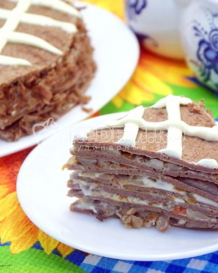 Рецепт блинного торта с печенью