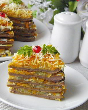 Печеночный торт из куриной печени