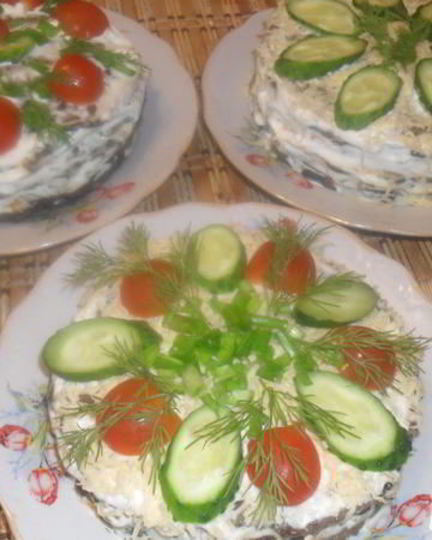 Рецепт печеночного торта с грибами