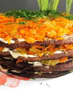 Печеночный торт с морковью