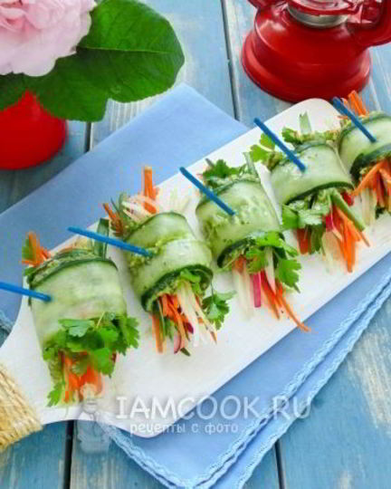 Рецепт овощных роллов с огурцом и авокадо