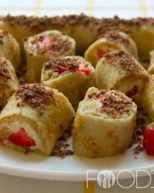 Сладкие роллы из блинов