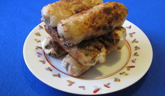 спринг-роллы с курицей, грибами и сливочным сыром