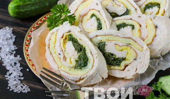 куриный рулет с омлетом