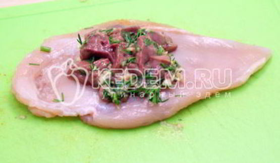 куриные рулетики с печенью