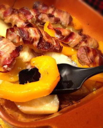 Рецепт рулетиков из индейки, запеченные с тыквой