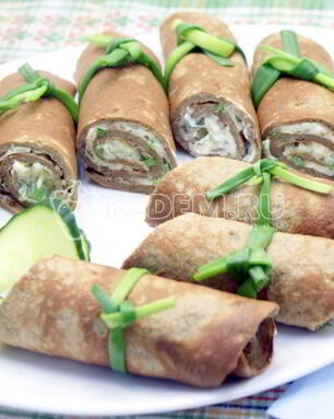 Рулетики из печени с начинкой