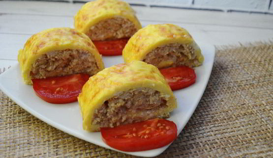 сырно-мясной рулет