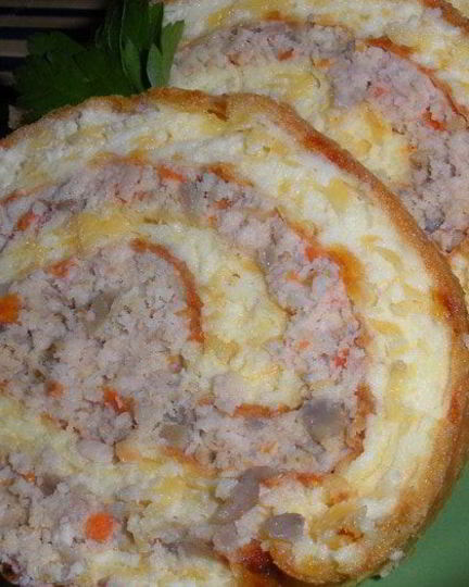 Рецепт сырного рулета с курицей и шампиньонами