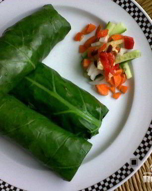 Вегетарианские рулетики из листовой капусты