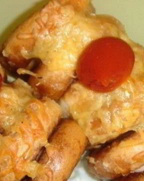 Сосиски в сушках под сырной корочкой