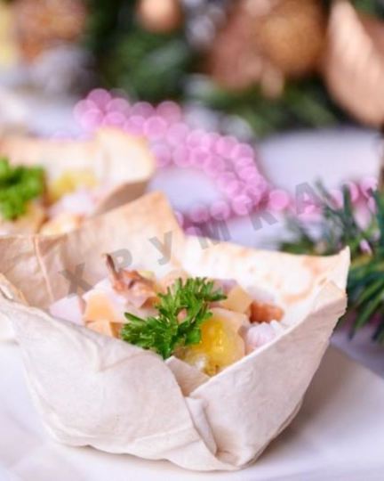 Рецепт праздничных тарталеток из лаваша