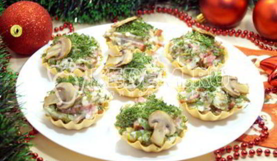 тарталетки с грибами праздничные