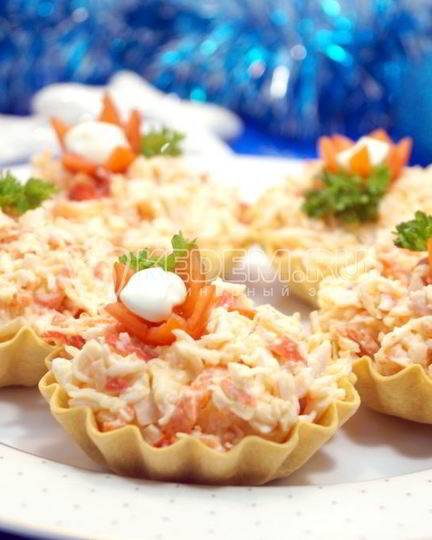 Рецепт тарталеток с крабовым салатом