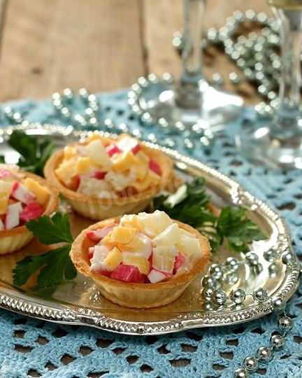 Рецепт тарталеток с крабовыми палочками и сыром