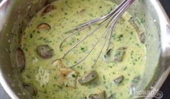 тарт с грибами и ветчиной