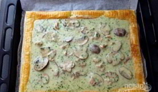 тарт с грибами и ветчиной