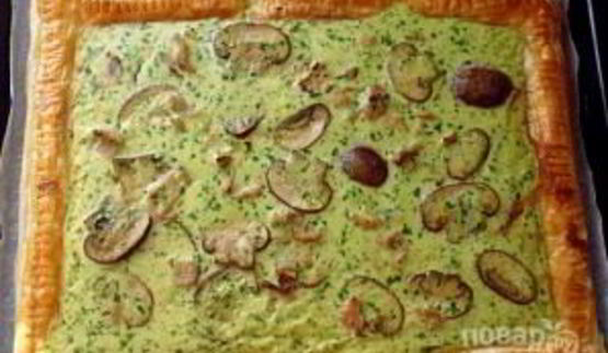 тарт с грибами и ветчиной