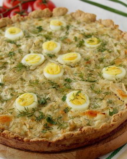 Рецепт тарта с капустой и перепелиными яйцами