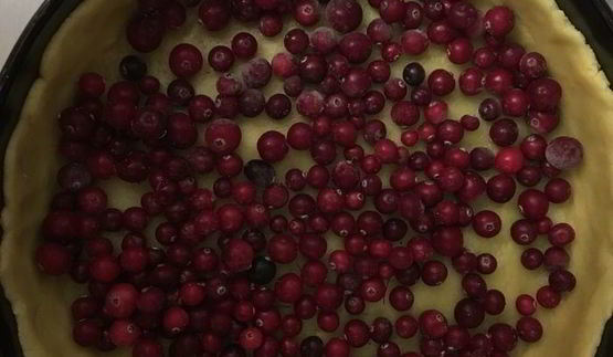 тарт с клюквой в сметанной заливке